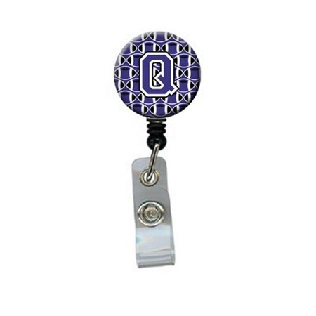 Carolines Treasures Letter Q Football Purple and White Retractable Badge Reel CJ1068-QBR